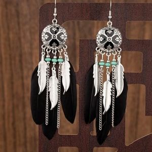Native American ~ Feather Tassel Earrings ~ New